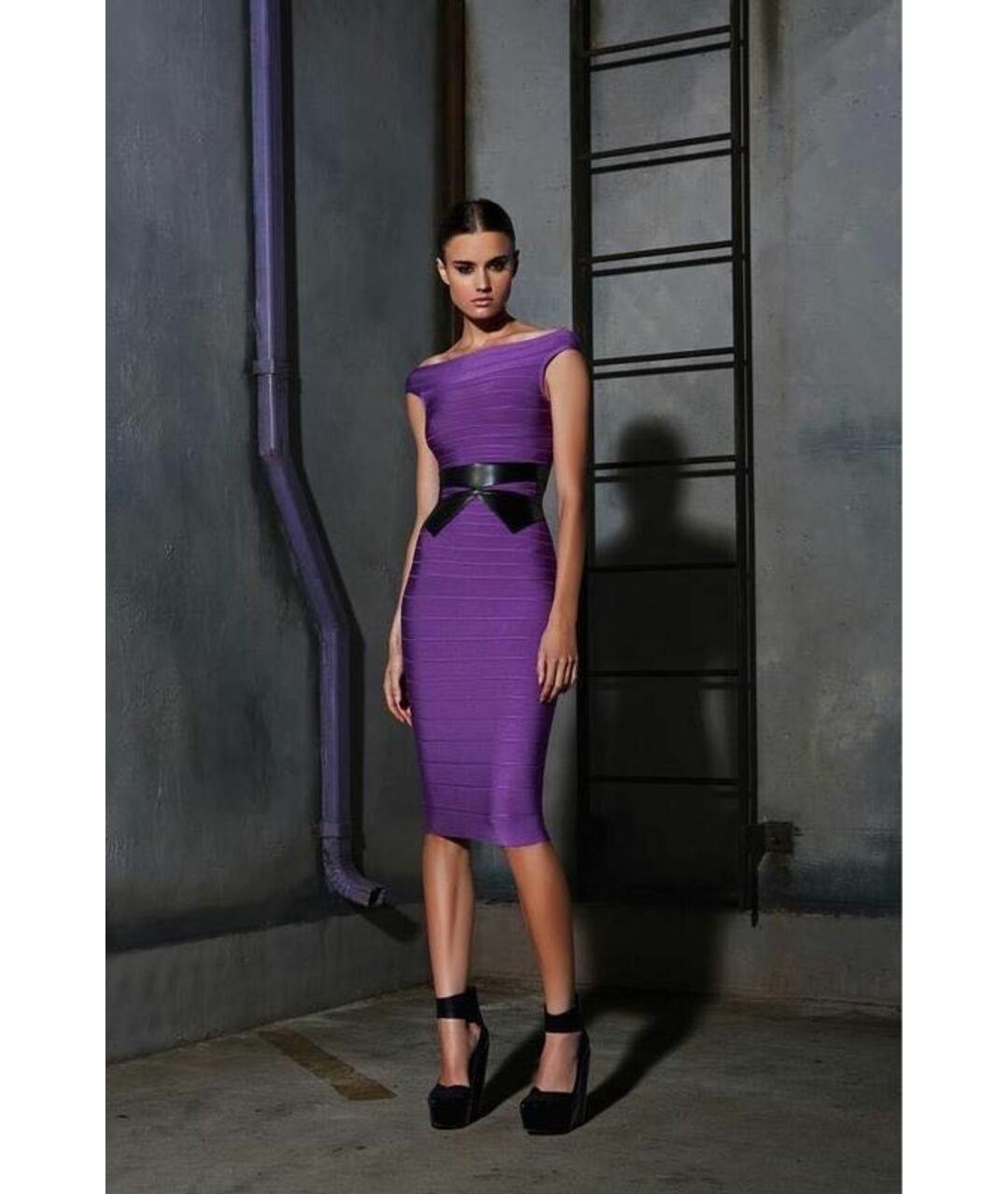 HERVE LEGER Фиолетовое повседневное платье, фото 2