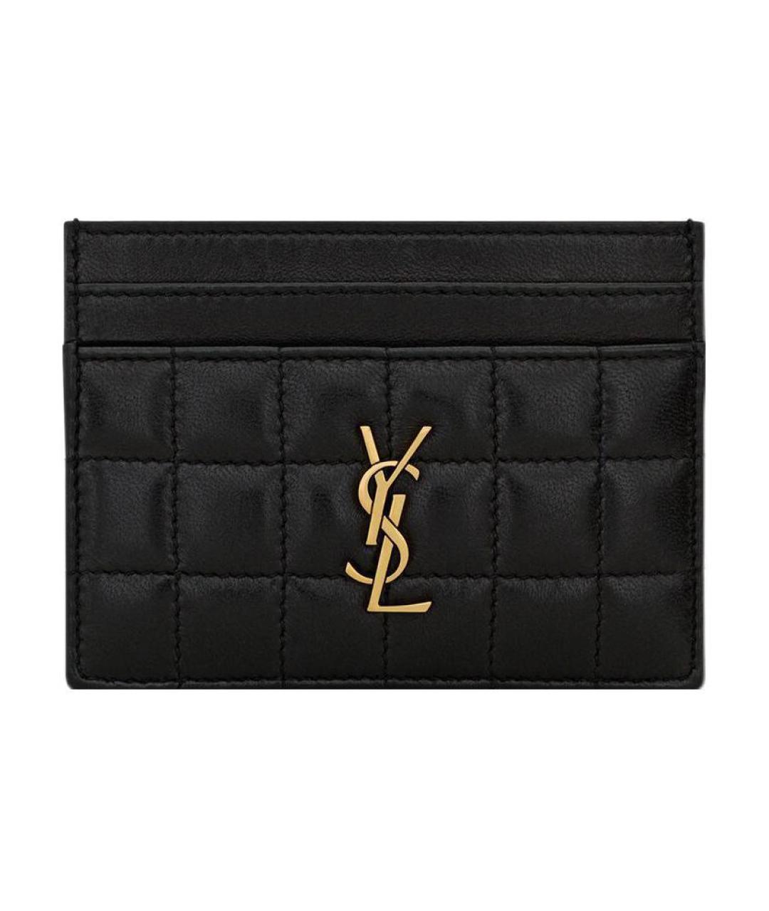 SAINT LAURENT Черный кожаный кардхолдер, фото 1