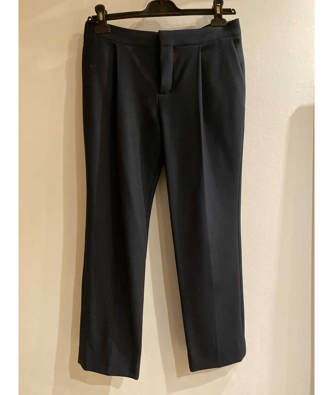 CHLOE Темно-синие шерстяные прямые брюки, фото 8