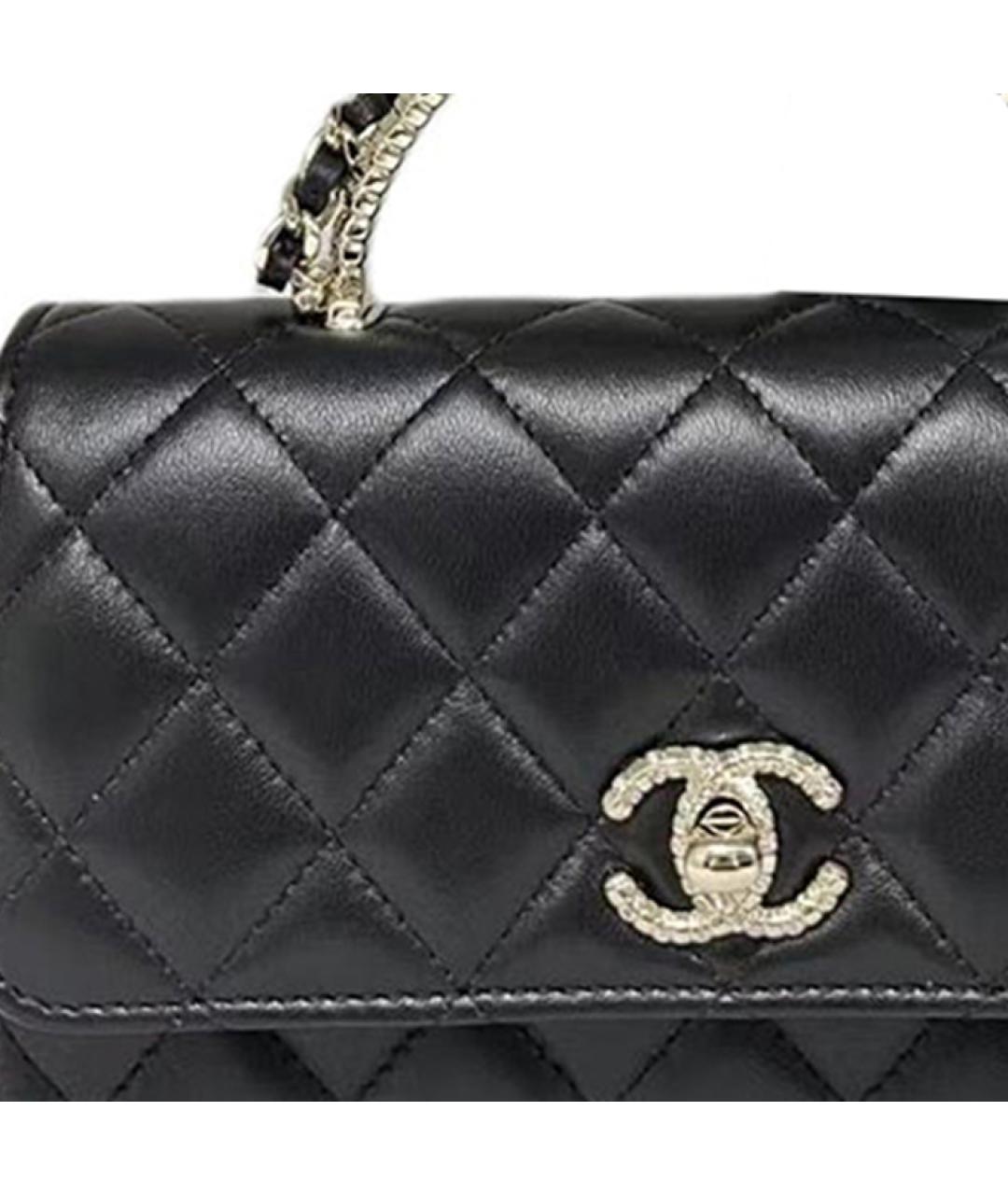 CHANEL Черная кожаная сумка с короткими ручками, фото 3