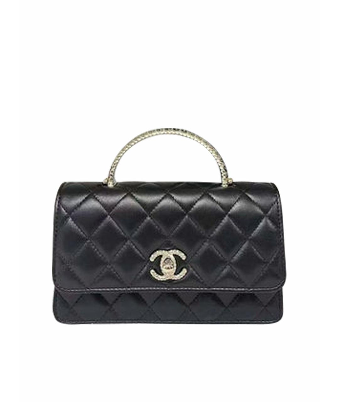 CHANEL Черная кожаная сумка с короткими ручками, фото 1