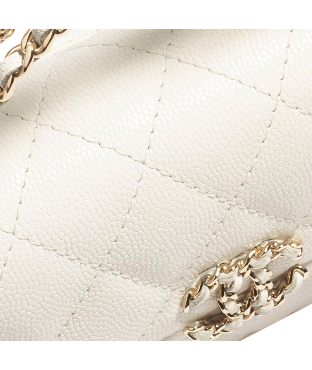 CHANEL Белая кожаная сумка через плечо, фото 4