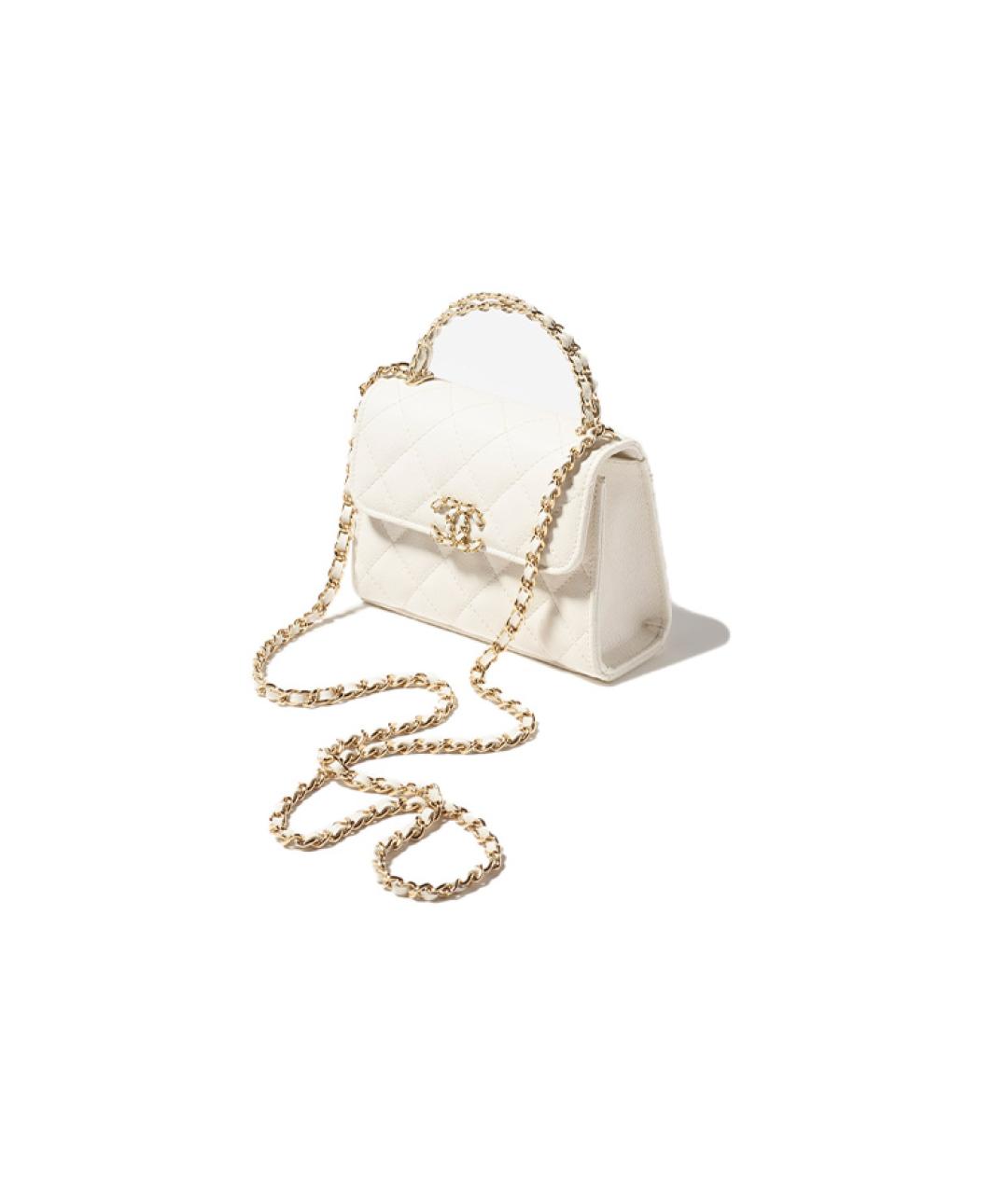 CHANEL Белая кожаная сумка через плечо, фото 2