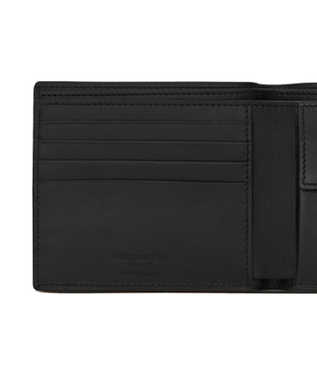 SAINT LAURENT Черный кожаный кошелек, фото 5