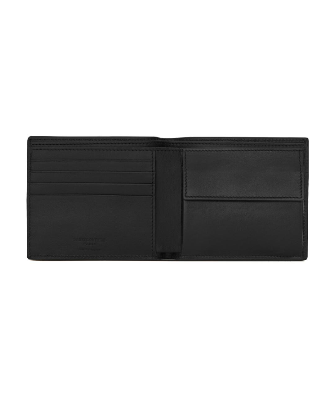 SAINT LAURENT Черный кожаный кошелек, фото 4