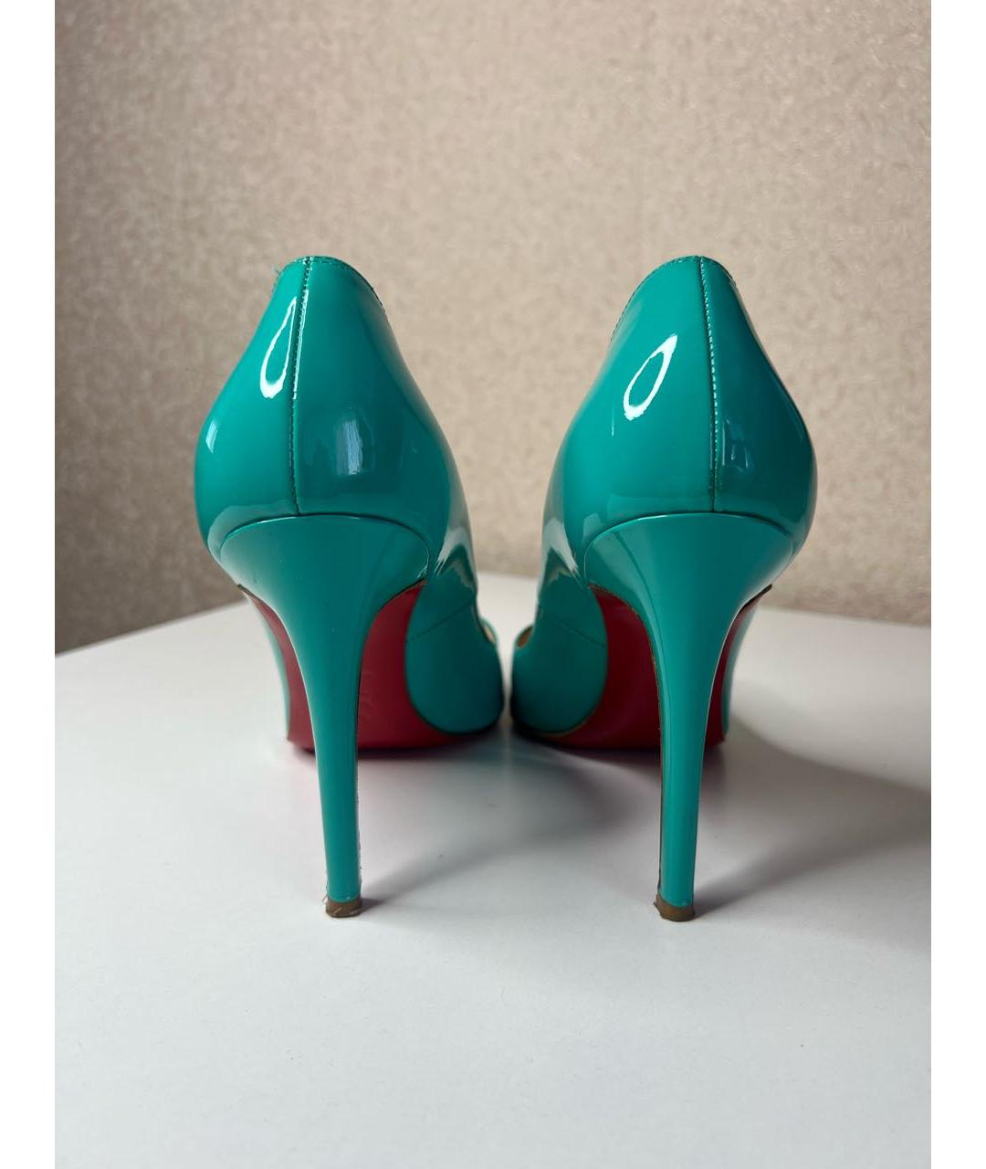 CHRISTIAN LOUBOUTIN Бирюзовые туфли из лакированной кожи, фото 4