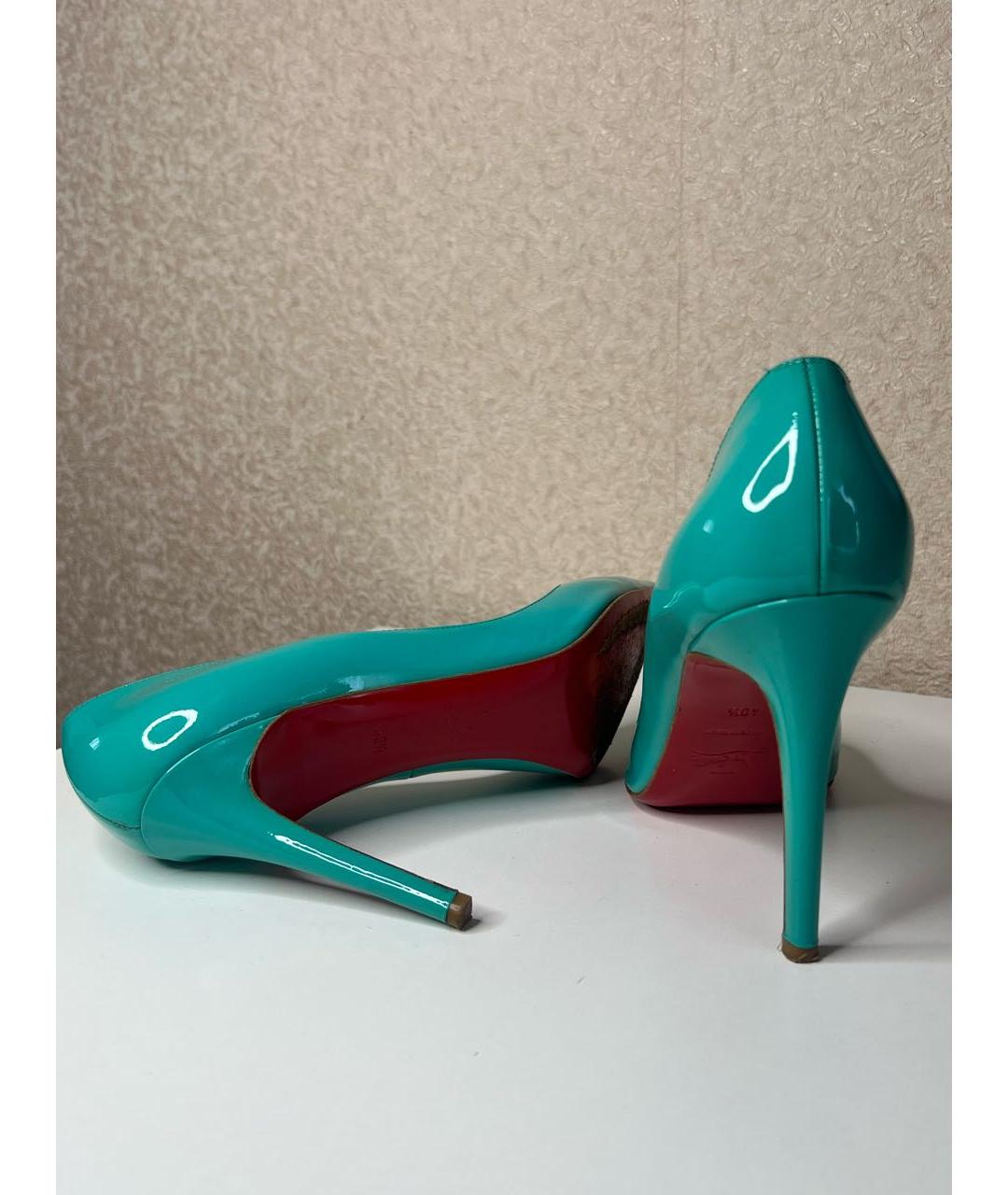 CHRISTIAN LOUBOUTIN Бирюзовые туфли из лакированной кожи, фото 7