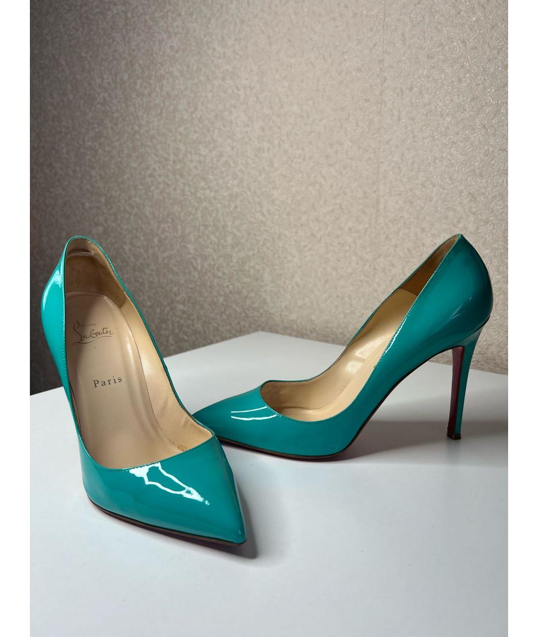 CHRISTIAN LOUBOUTIN Бирюзовые туфли из лакированной кожи, фото 5