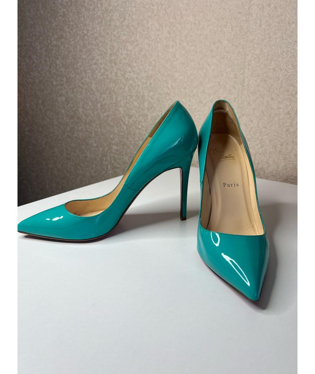 CHRISTIAN LOUBOUTIN Бирюзовые туфли из лакированной кожи, фото 6