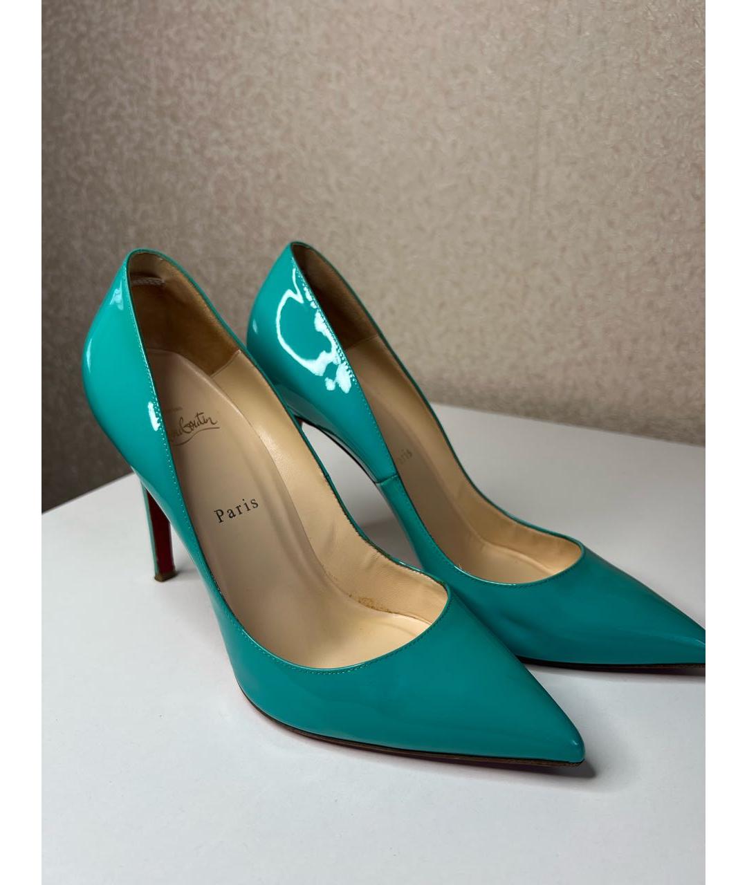 CHRISTIAN LOUBOUTIN Бирюзовые туфли из лакированной кожи, фото 9