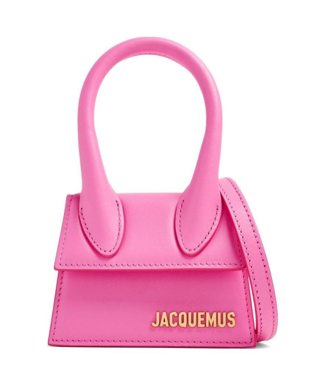 JACQUEMUS Розовая кожаная сумка с короткими ручками, фото 4