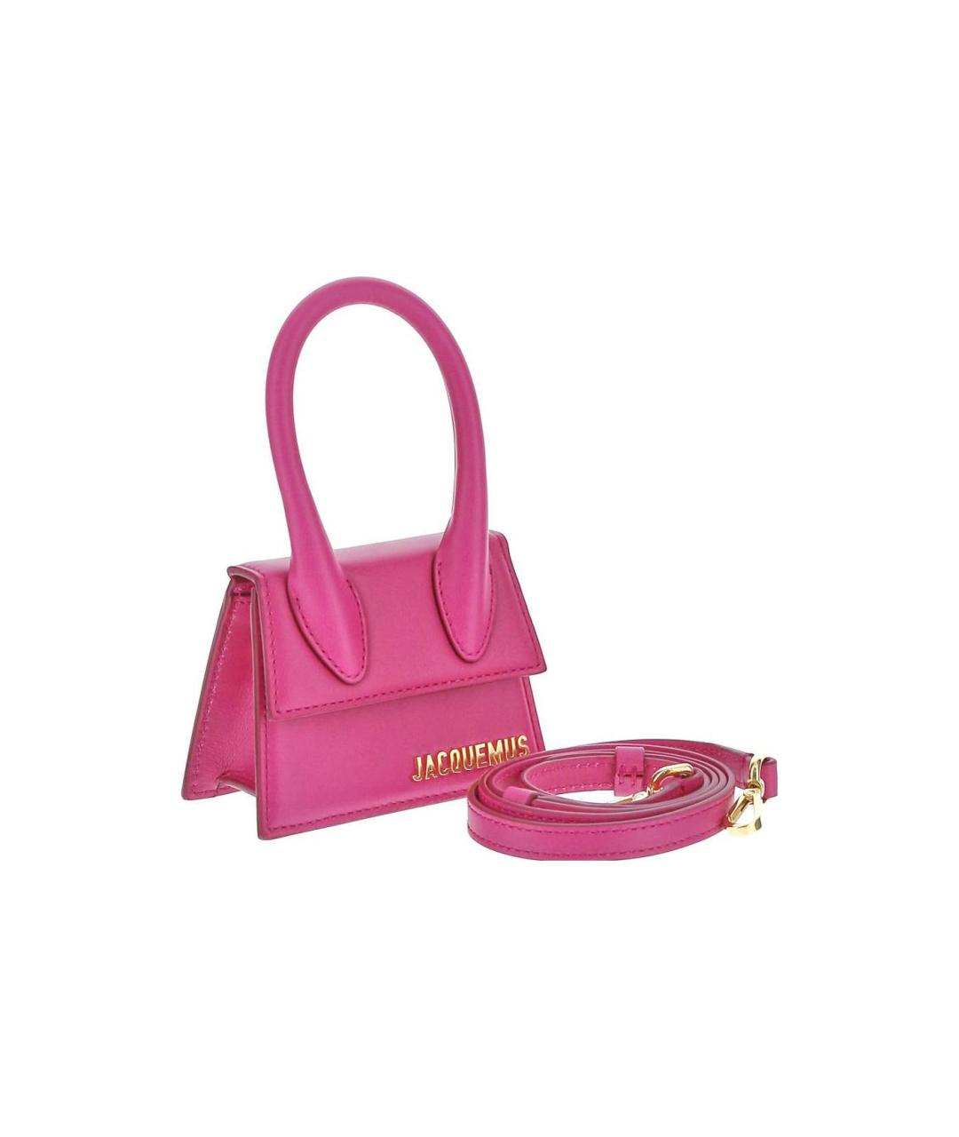 JACQUEMUS Розовая кожаная сумка с короткими ручками, фото 2