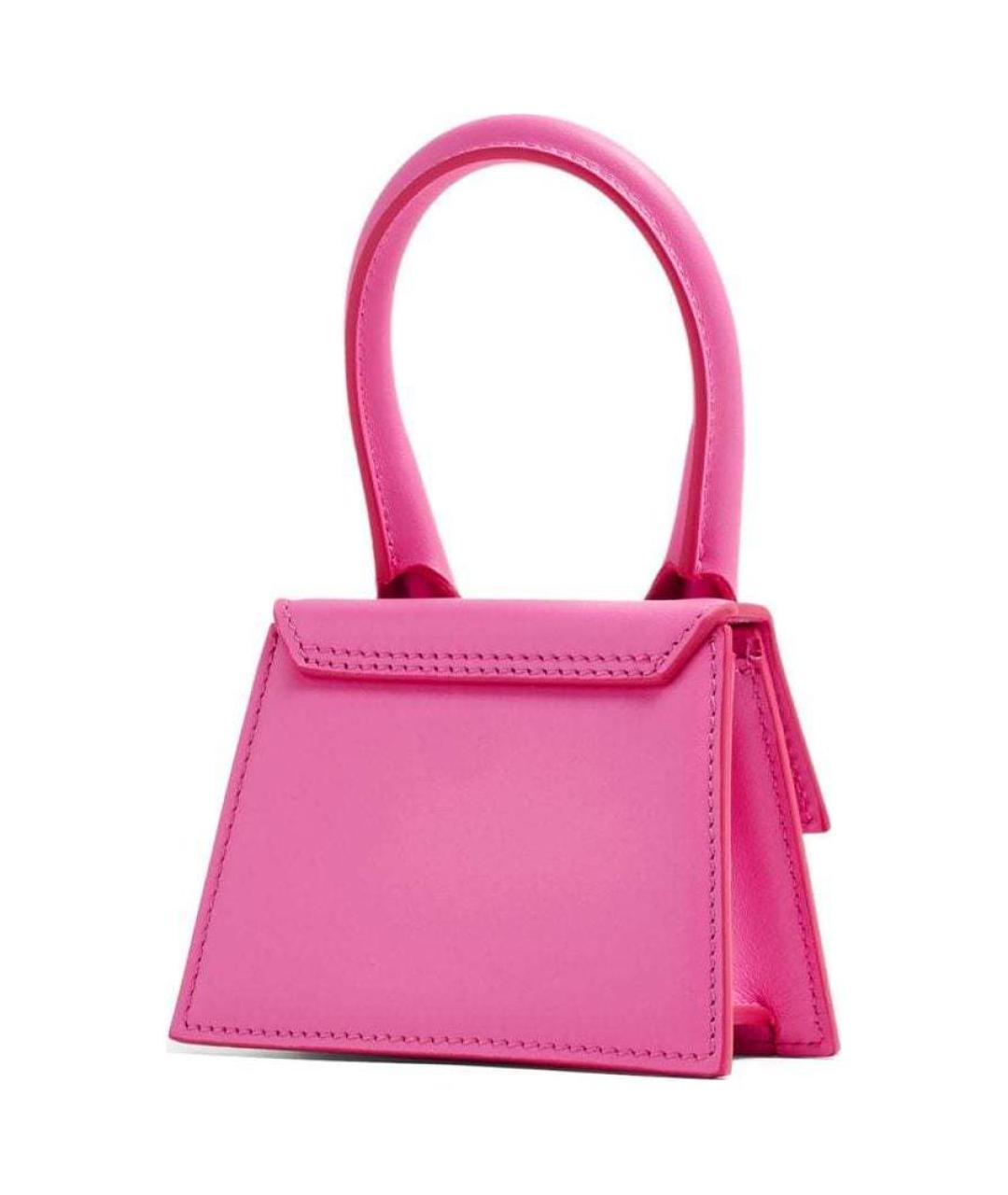 JACQUEMUS Розовая кожаная сумка с короткими ручками, фото 5