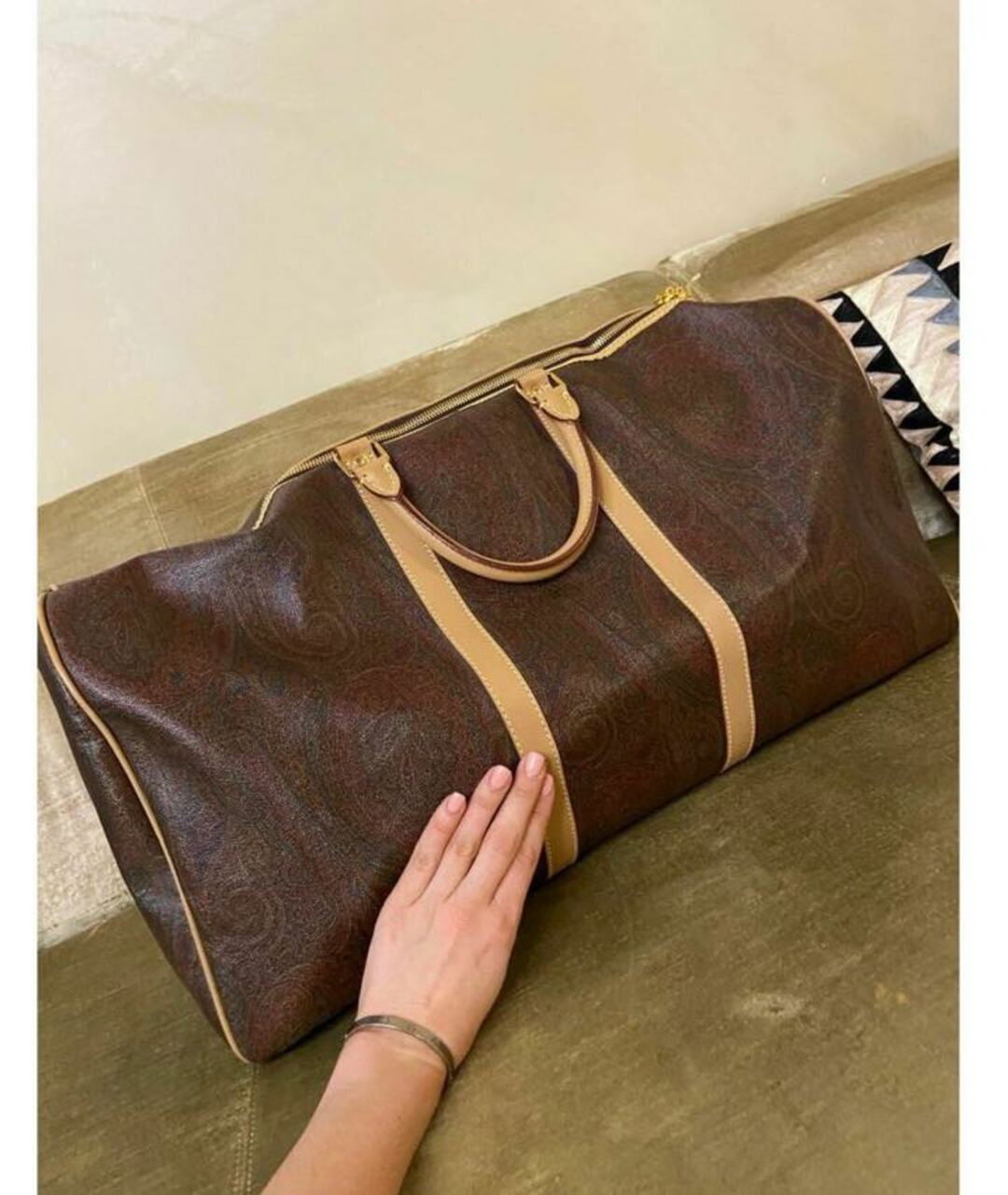 ETRO Коричневая кожаная дорожная/спортивная сумка, фото 3