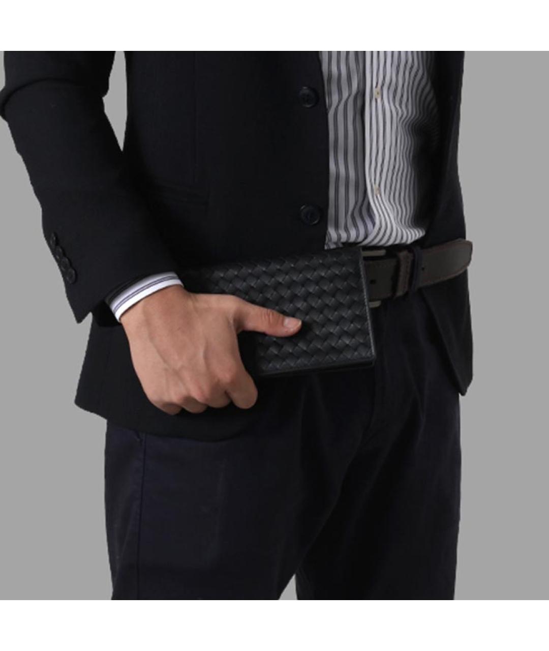 BOTTEGA VENETA Черный кожаный кошелек, фото 5