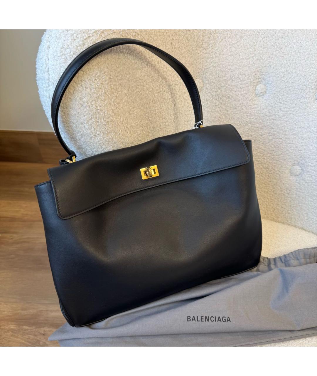 BALENCIAGA Черная кожаная сумка с короткими ручками, фото 2