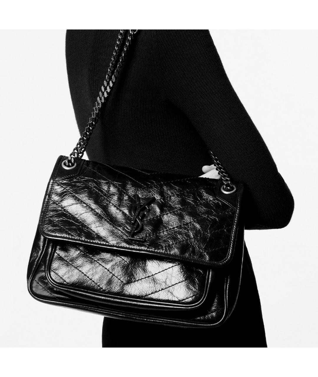 SAINT LAURENT Бежевая кожаная сумка через плечо, фото 6