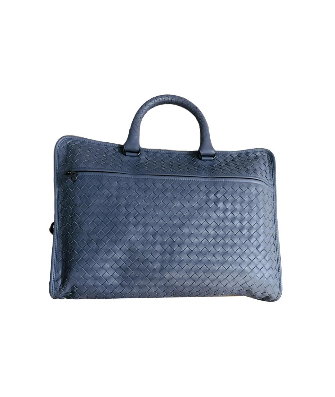 BOTTEGA VENETA Темно-синяя кожаная барсетка, фото 1
