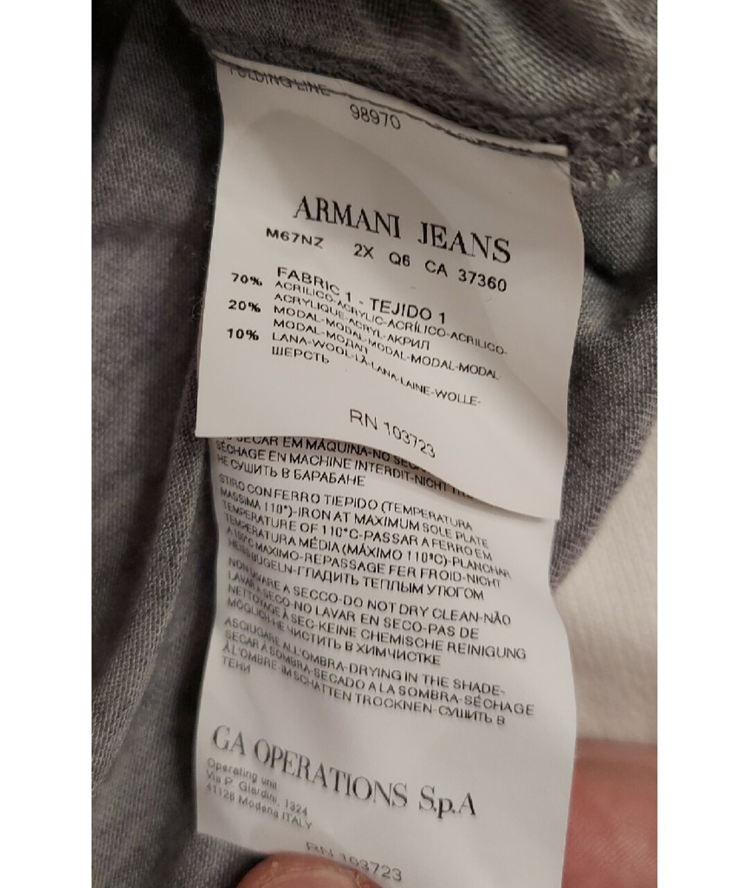 ARMANI JEANS Серый хлопковый джемпер / свитер, фото 6