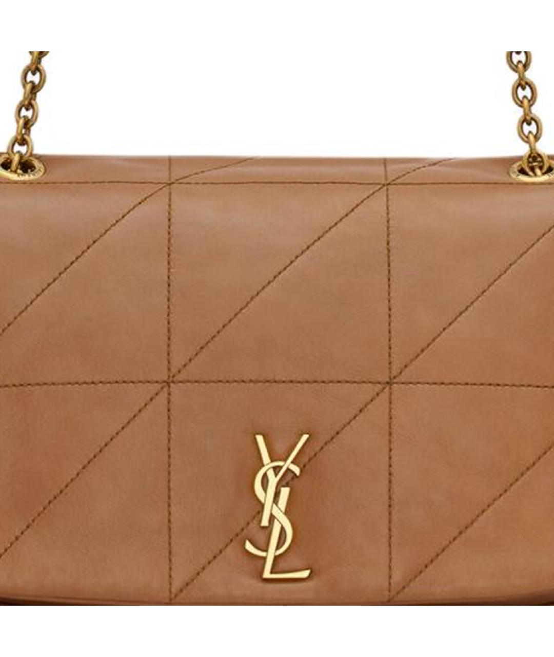 SAINT LAURENT Коричневая кожаная сумка через плечо, фото 6