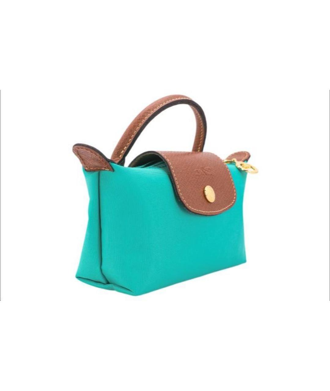 LONGCHAMP Бирюзовая тканевая сумка с короткими ручками, фото 3