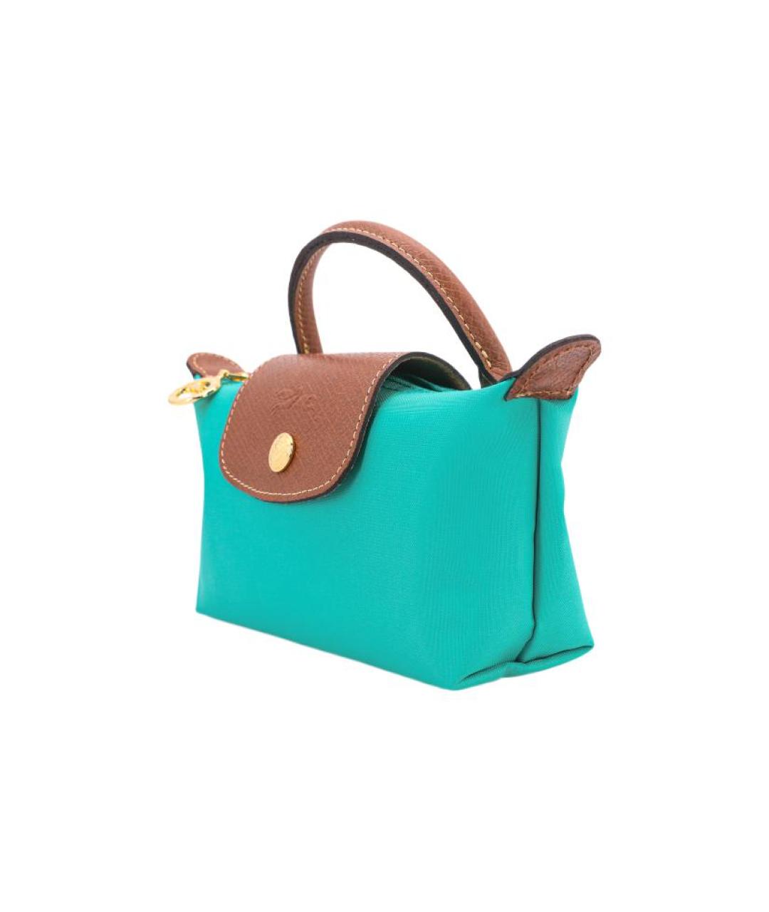 LONGCHAMP Бирюзовая тканевая сумка с короткими ручками, фото 2