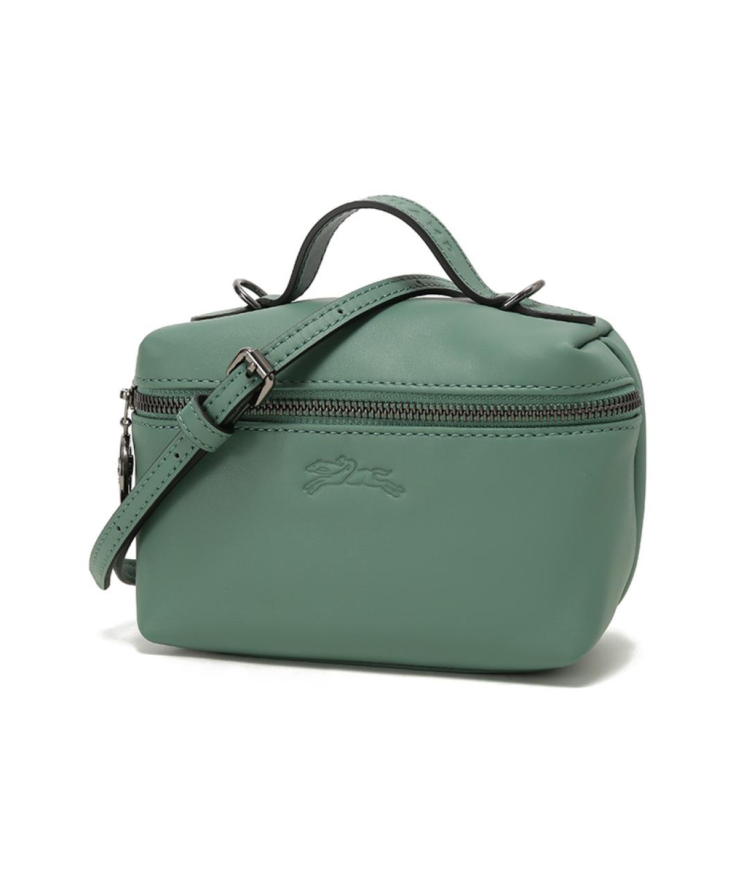 LONGCHAMP Зеленая кожаная сумка с короткими ручками, фото 2