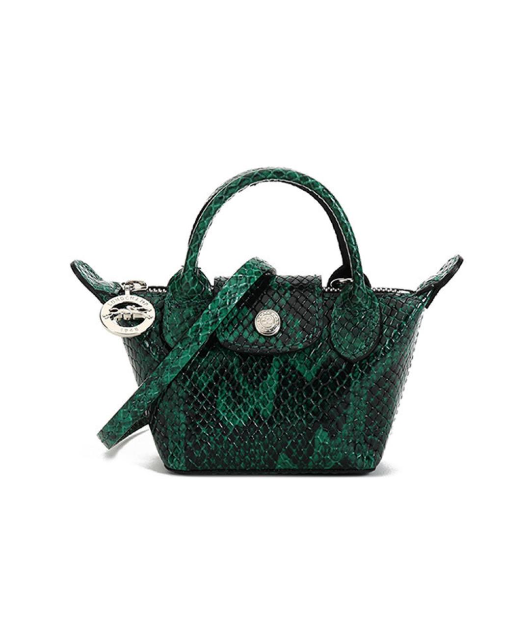 LONGCHAMP Зеленая кожаная сумка с короткими ручками, фото 1