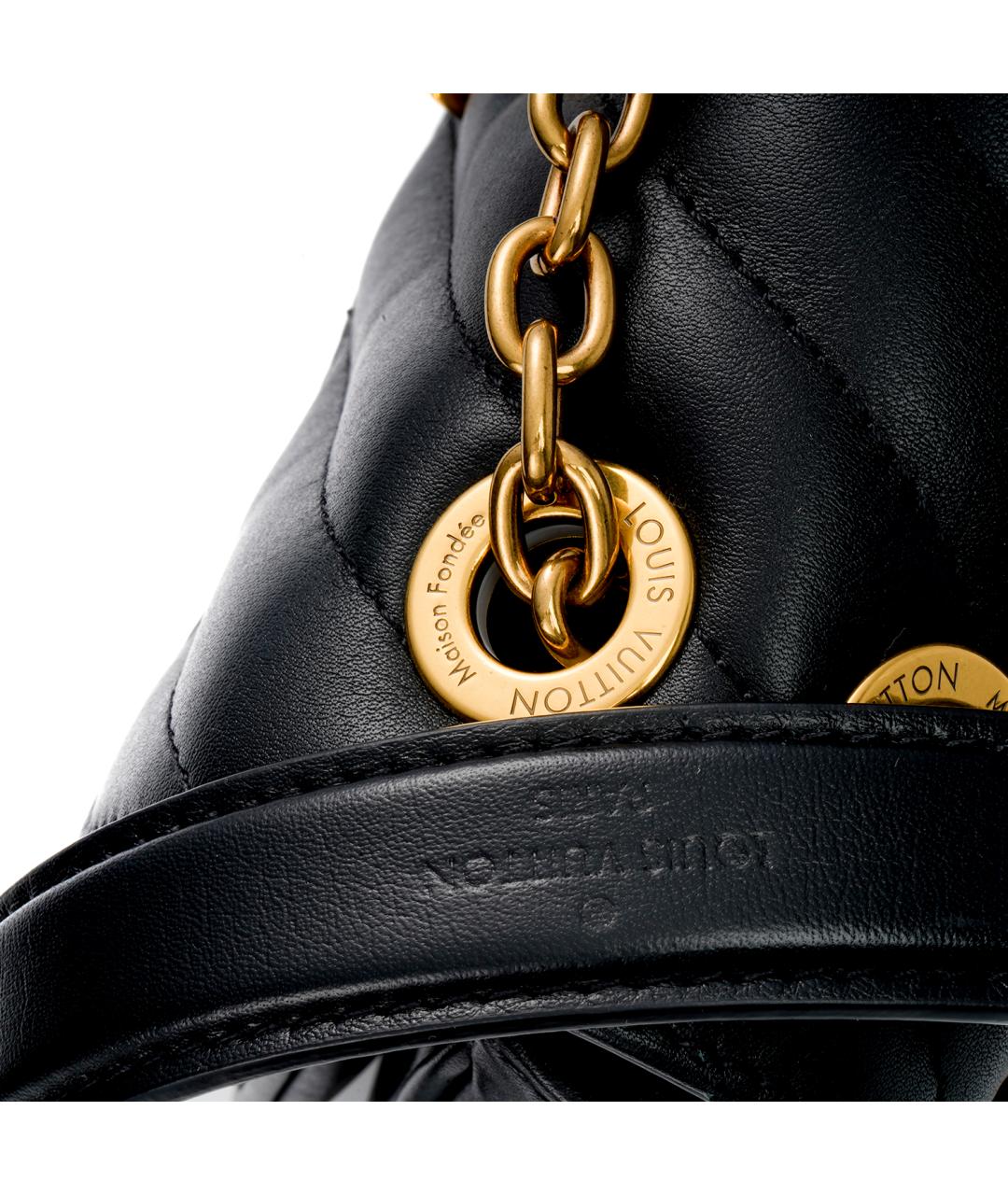 LOUIS VUITTON Черная кожаная сумка через плечо, фото 7