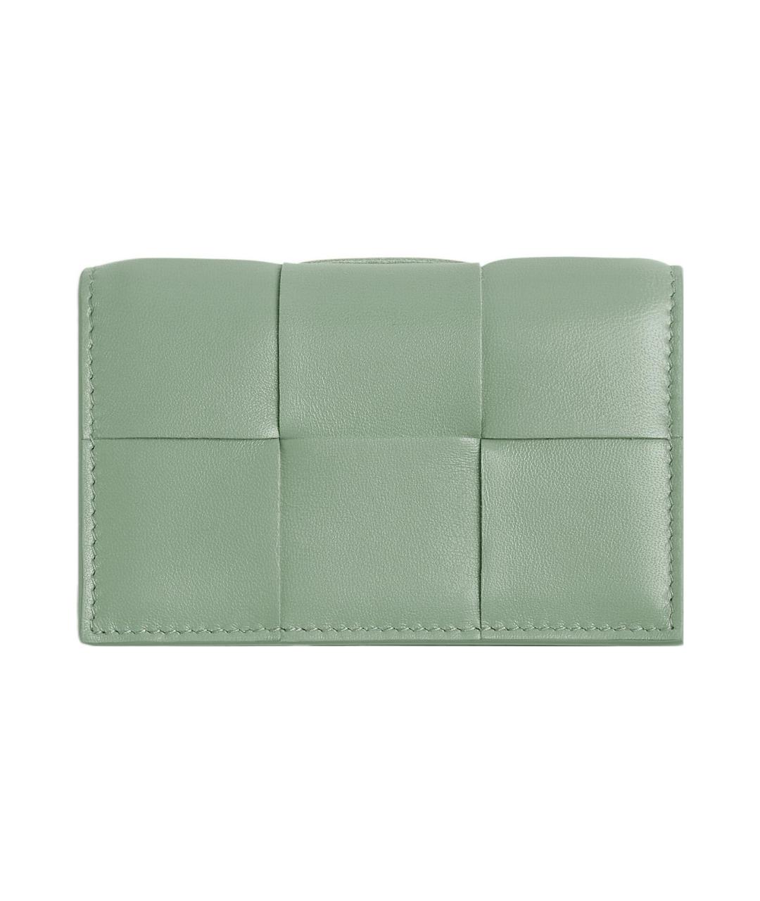 BOTTEGA VENETA Зеленый кожаный кардхолдер, фото 1