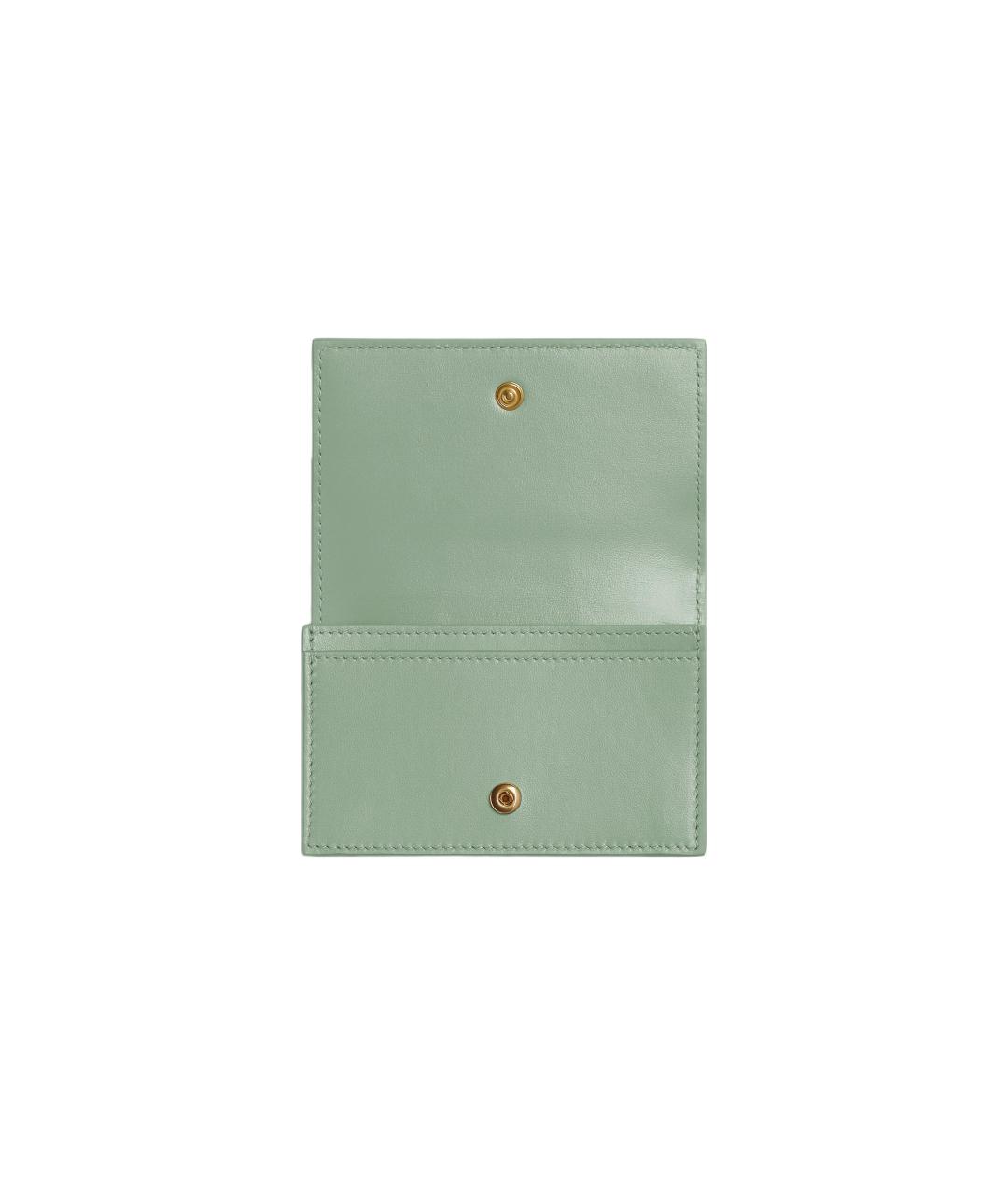 BOTTEGA VENETA Зеленый кожаный кардхолдер, фото 3