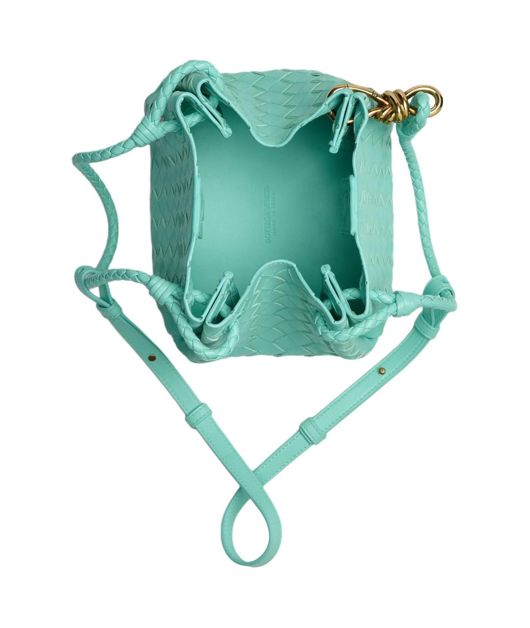 BOTTEGA VENETA Бирюзовая кожаная сумка через плечо, фото 4