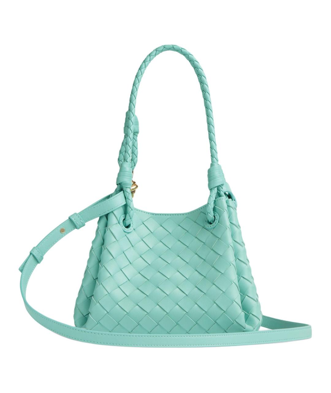 BOTTEGA VENETA Бирюзовая кожаная сумка через плечо, фото 3