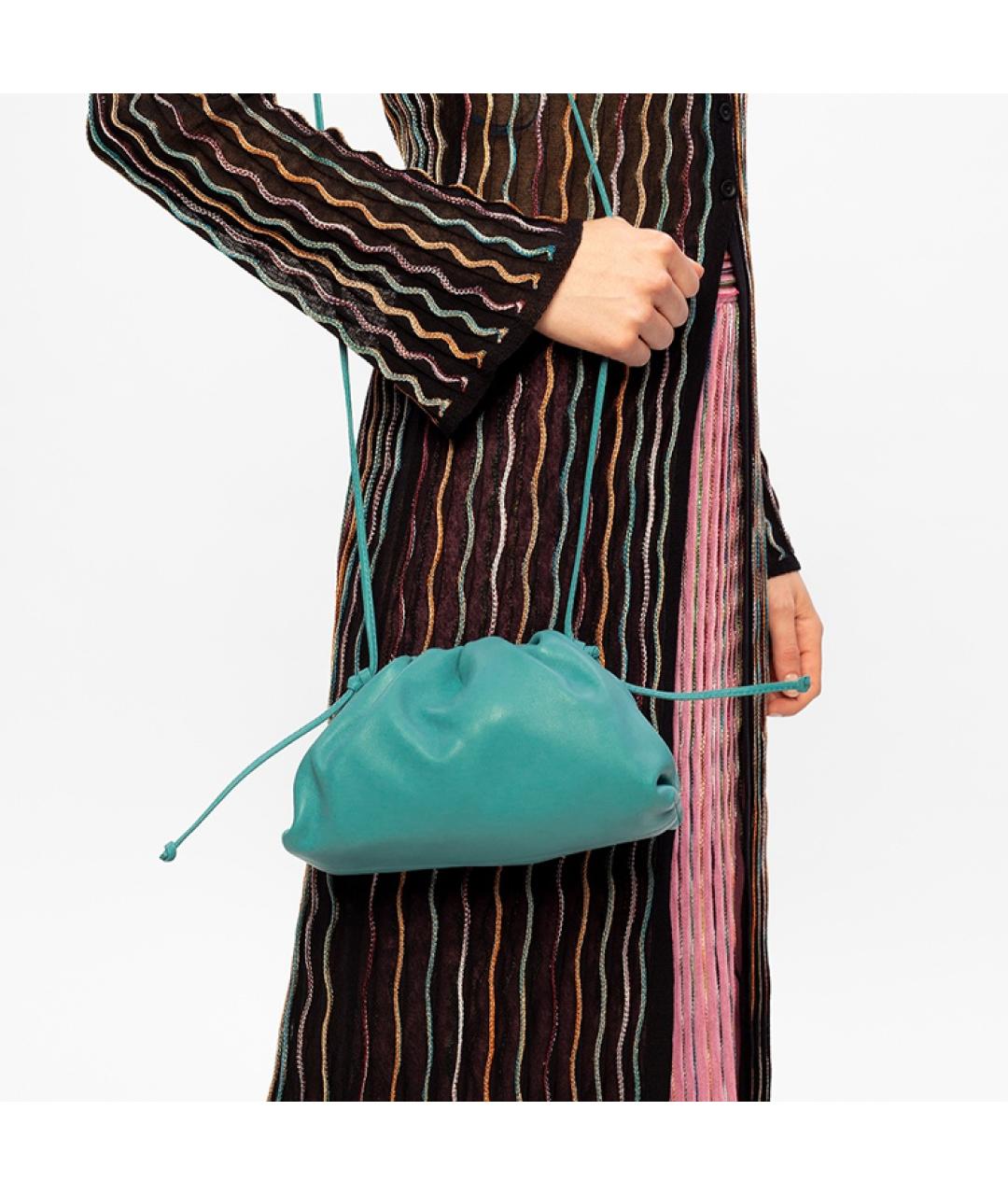 BOTTEGA VENETA Бирюзовая кожаная сумка через плечо, фото 4