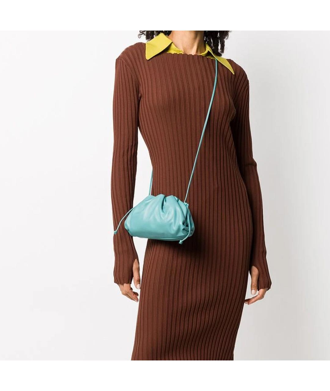 BOTTEGA VENETA Бирюзовая кожаная сумка через плечо, фото 3