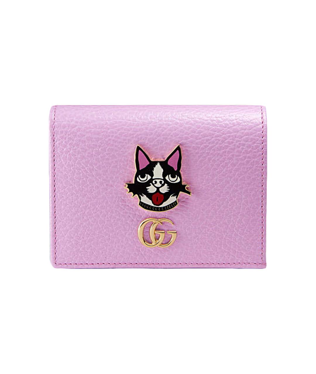 GUCCI Розовый кожаный кардхолдер, фото 1