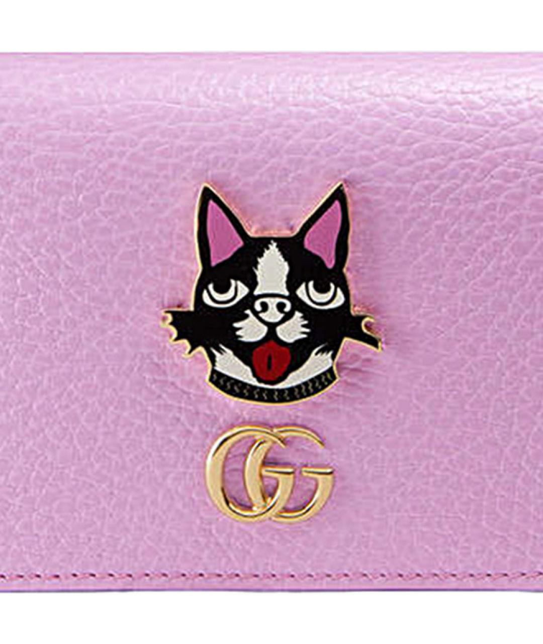 GUCCI Розовый кожаный кардхолдер, фото 5