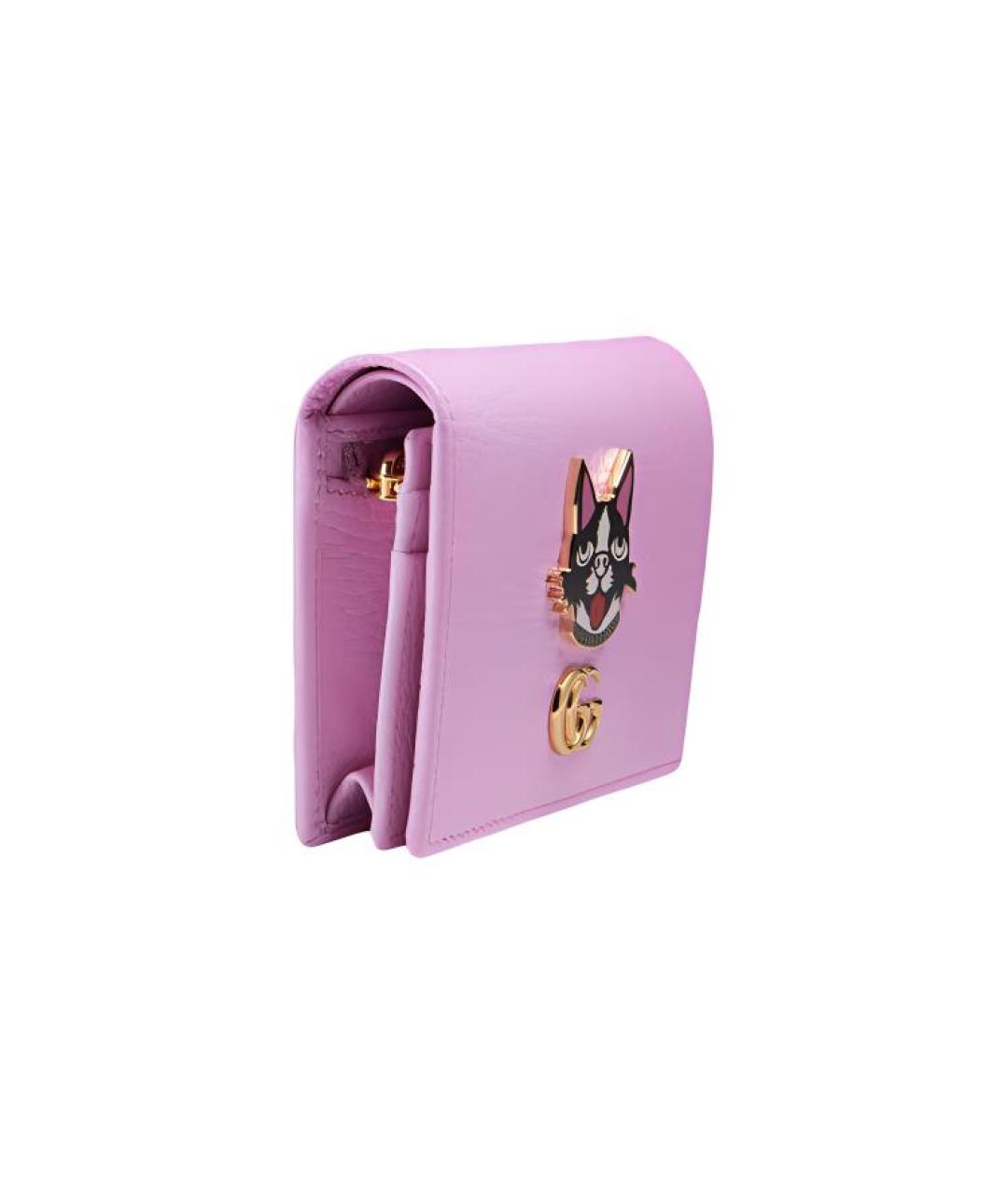 GUCCI Розовый кожаный кардхолдер, фото 2