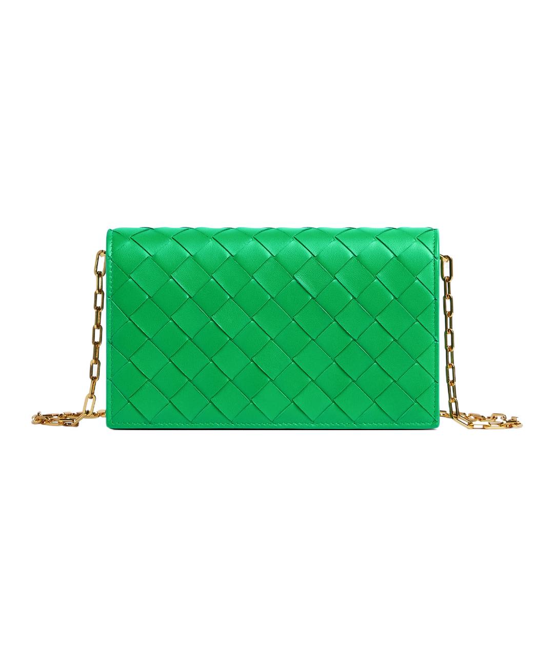 BOTTEGA VENETA Зеленая кожаная сумка через плечо, фото 1