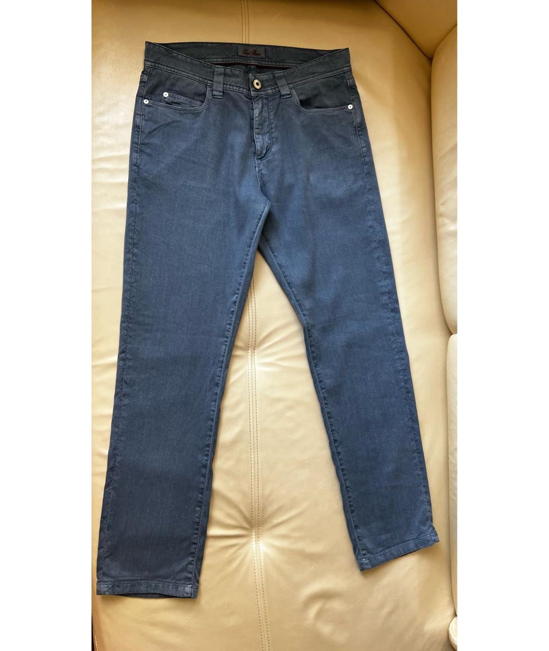 LORO PIANA Голубые хлопковые прямые джинсы, фото 8