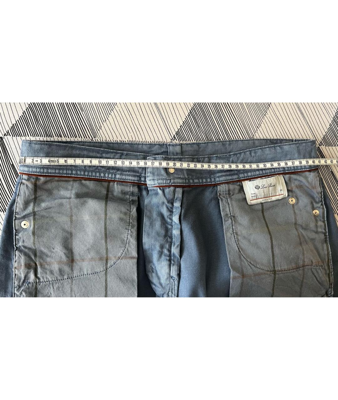 LORO PIANA Голубые хлопковые прямые джинсы, фото 3