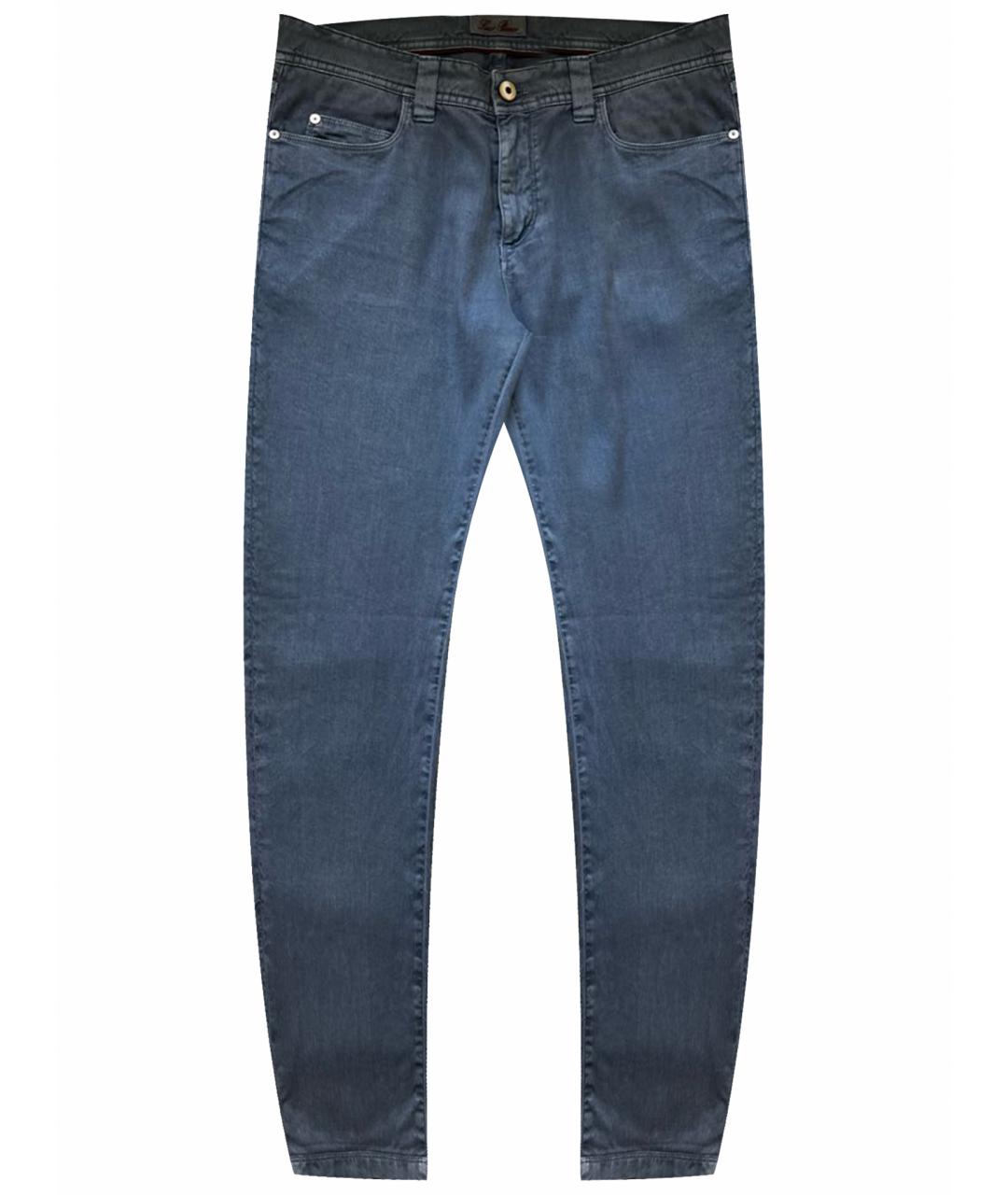 LORO PIANA Голубые хлопковые прямые джинсы, фото 1