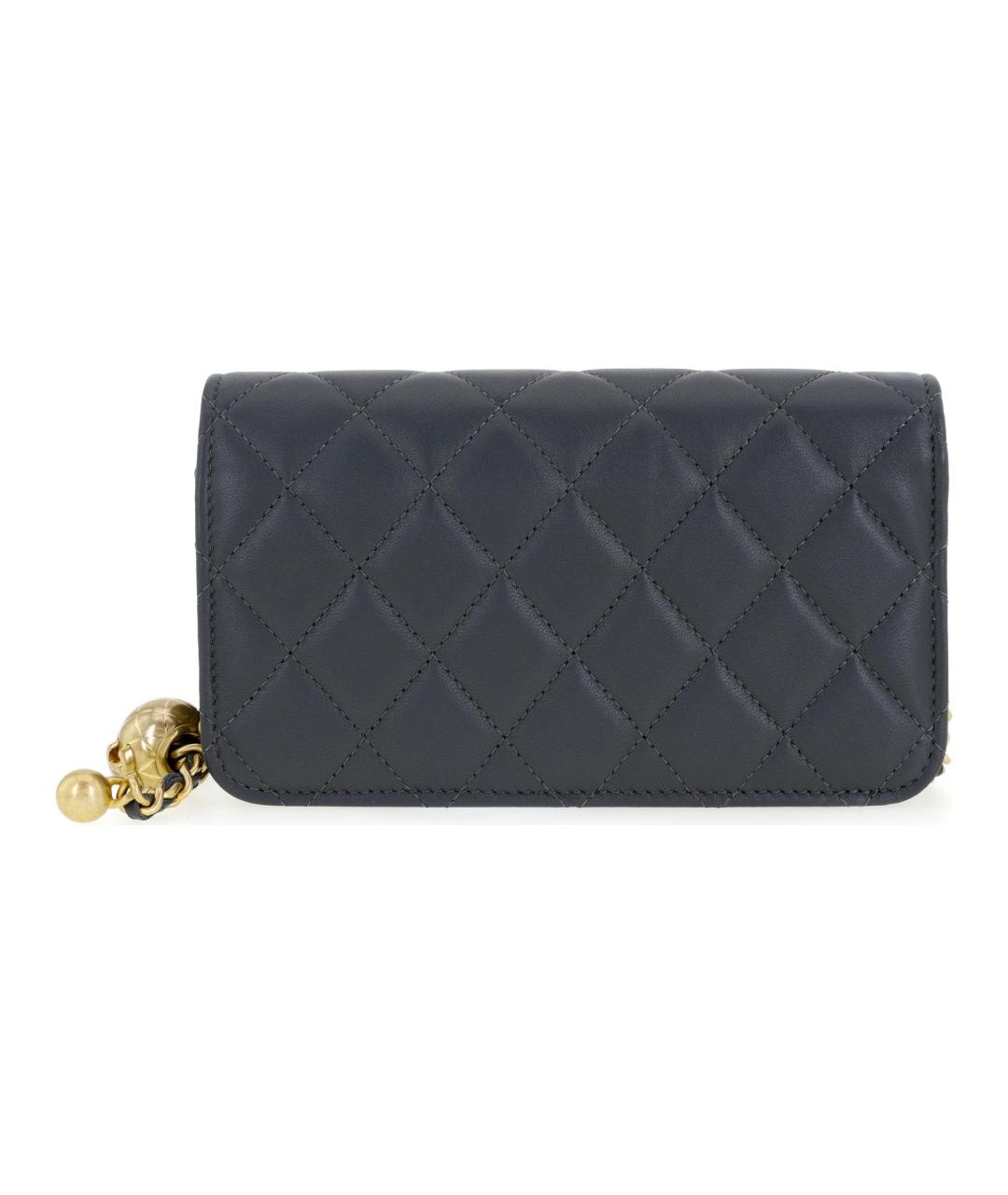 CHANEL Антрацитовая кожаная сумка через плечо, фото 2