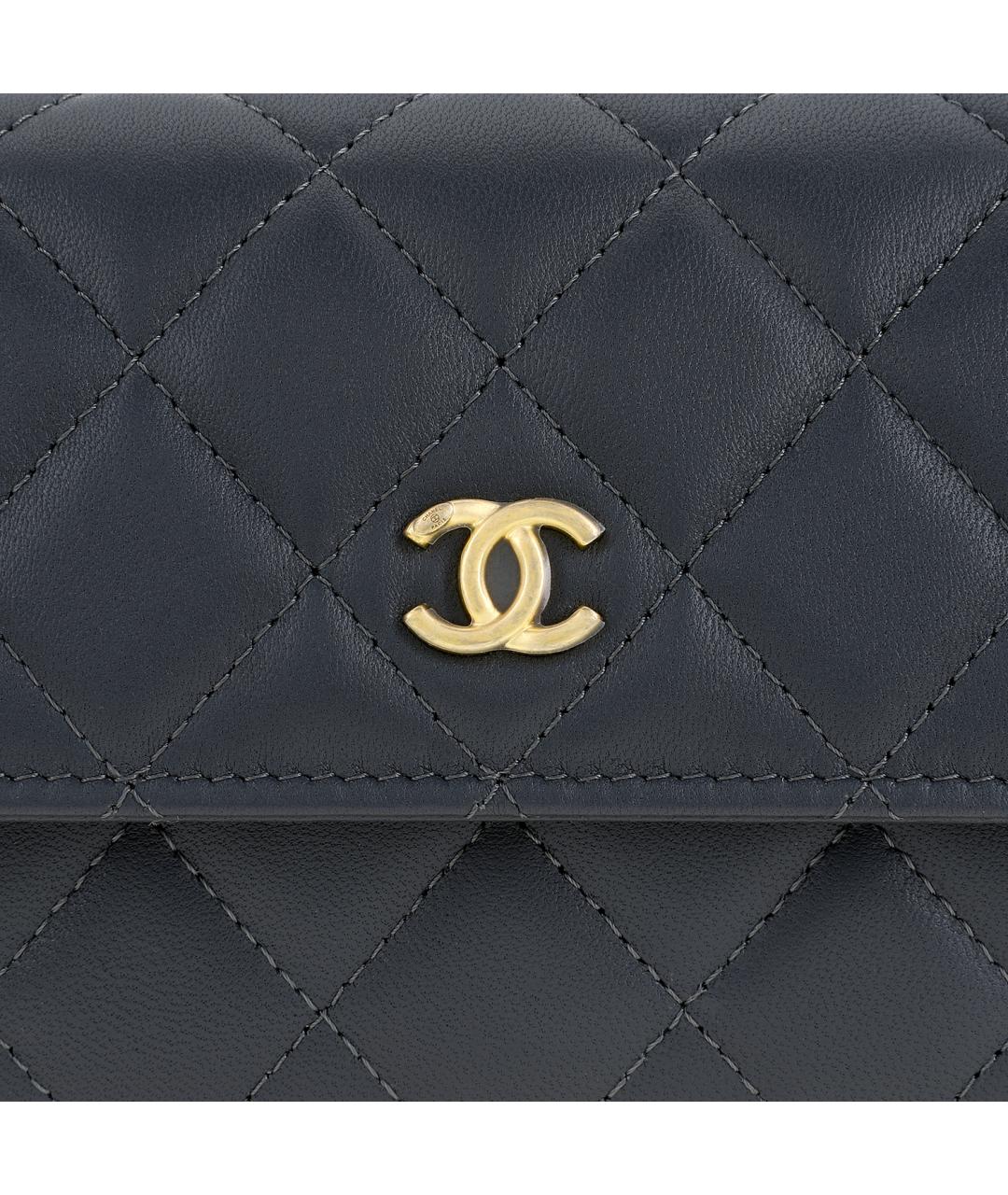 CHANEL Антрацитовая кожаная сумка через плечо, фото 6
