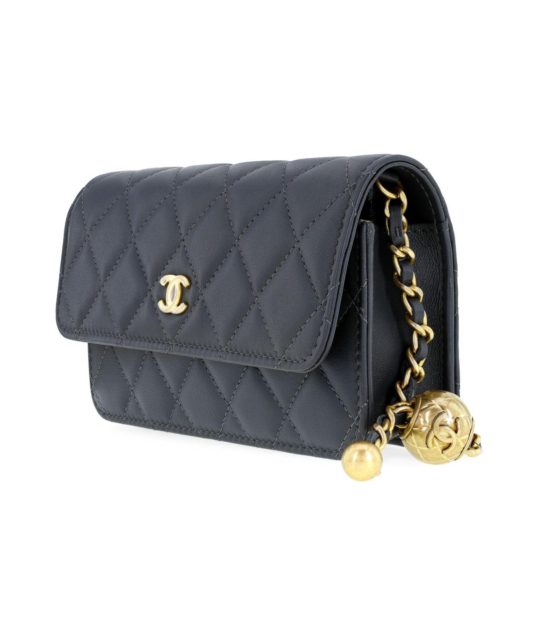 CHANEL Антрацитовая кожаная сумка через плечо, фото 3
