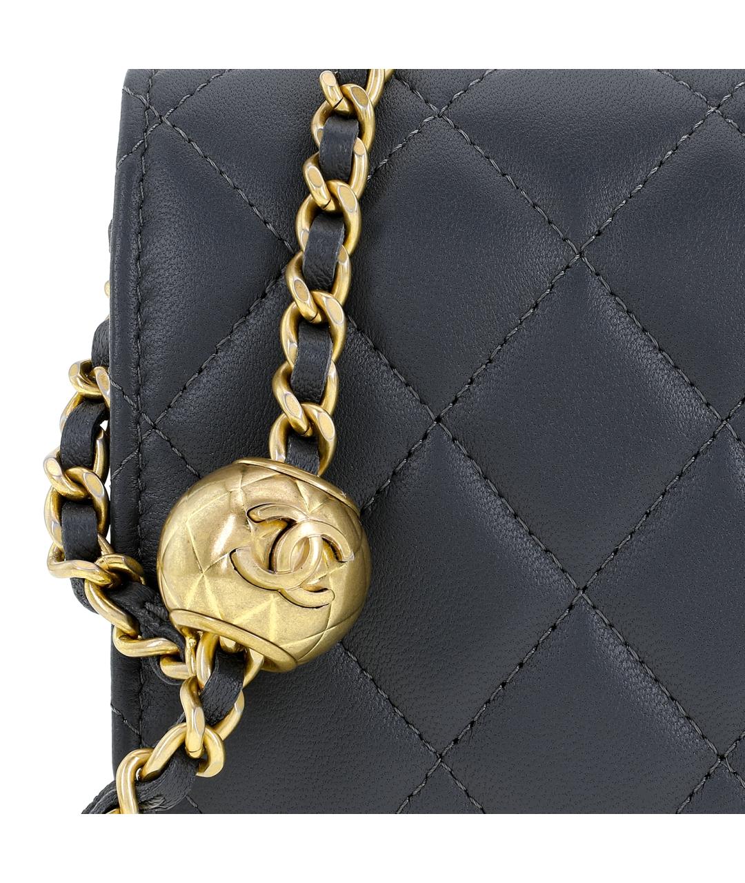 CHANEL Антрацитовая кожаная сумка через плечо, фото 5