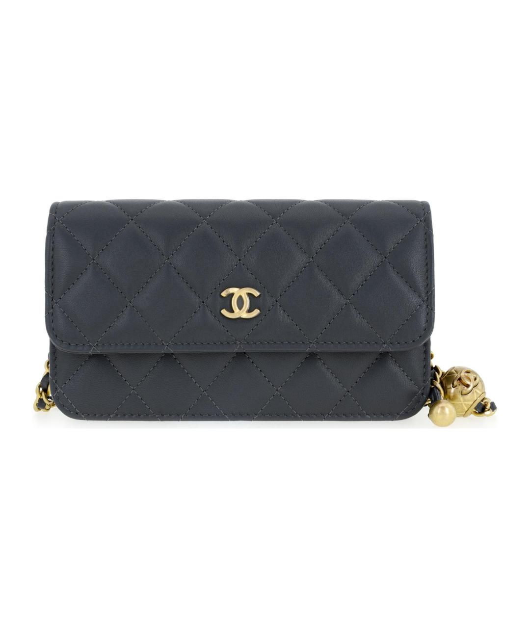 CHANEL Антрацитовая кожаная сумка через плечо, фото 1