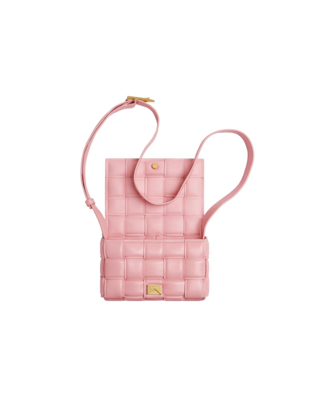 BOTTEGA VENETA Розовая кожаная сумка через плечо, фото 4