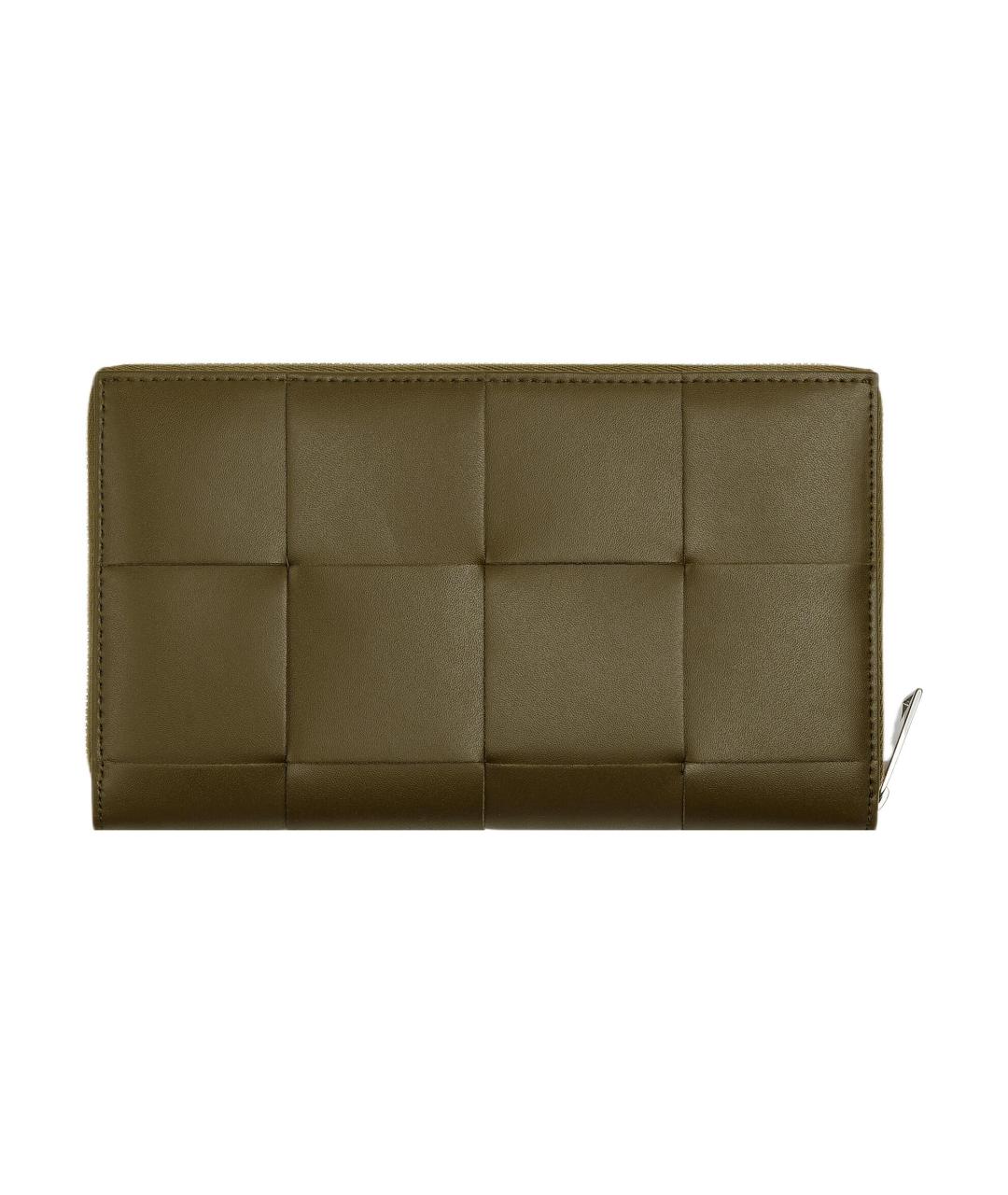 BOTTEGA VENETA Хаки кожаный кошелек, фото 1