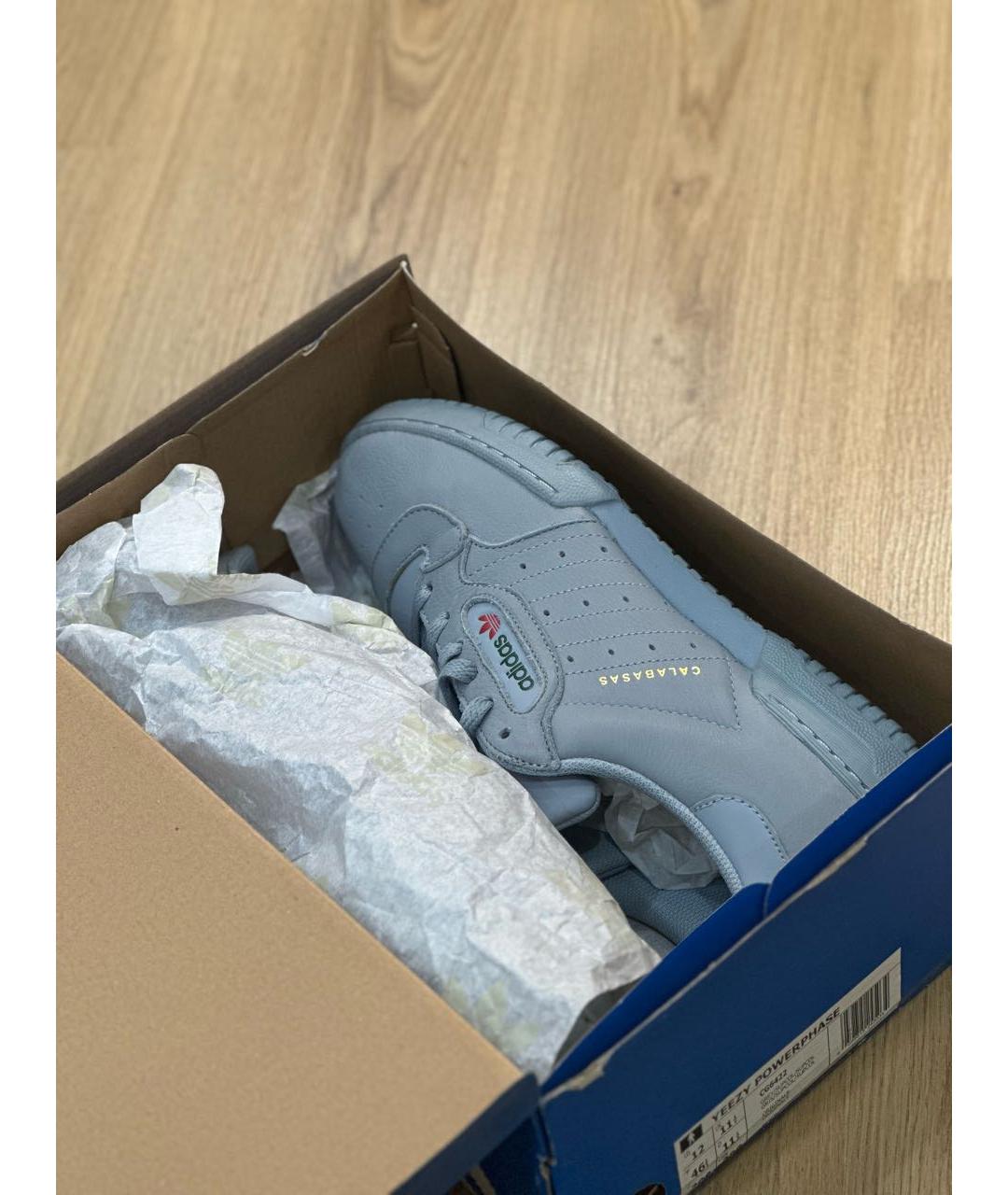 ADIDAS YEEZY Серые кожаные низкие кроссовки / кеды, фото 5